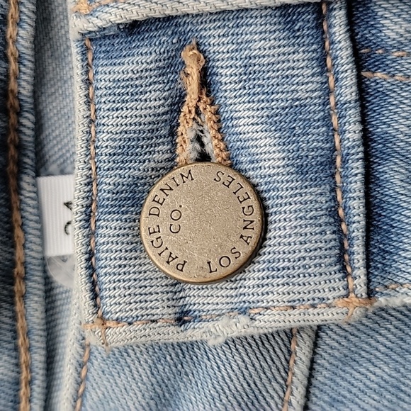 PAIGE Size 24 Jacqueline Straight Distressed-Hem Jeans in Clare - Picture 6 of 9